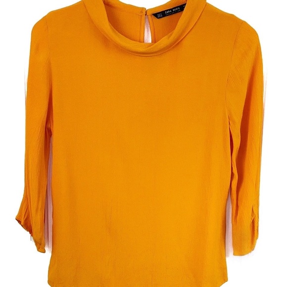 🌹Zara Basics Mock Turtleneck Orange Top Small - Picture 8 of 10